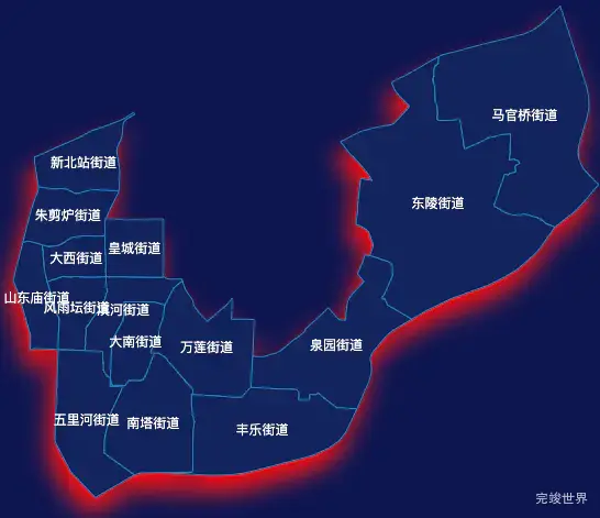 echarts沈阳市沈河区geoJson地图阴影